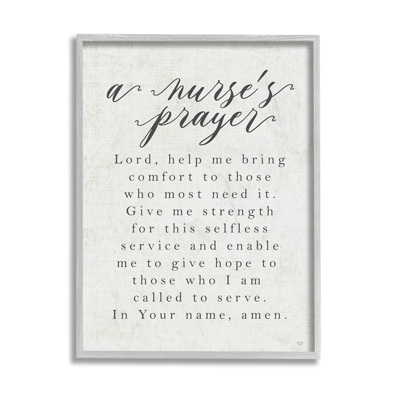 Stupell Industries A Nurse's Prayer Inspirational Office Faith Framed Wall Art